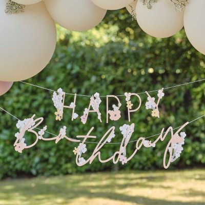 Banner Floral Happy Birthday