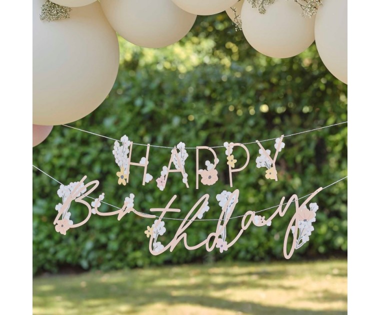 Banner Floral Happy Birthday