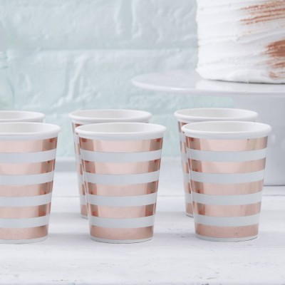 8 Copos Menta e Rose Gold