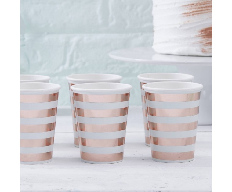8 Copos Menta e Rose Gold