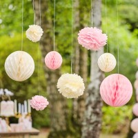 Decoração Pendentes Pompom & HoneyCombs