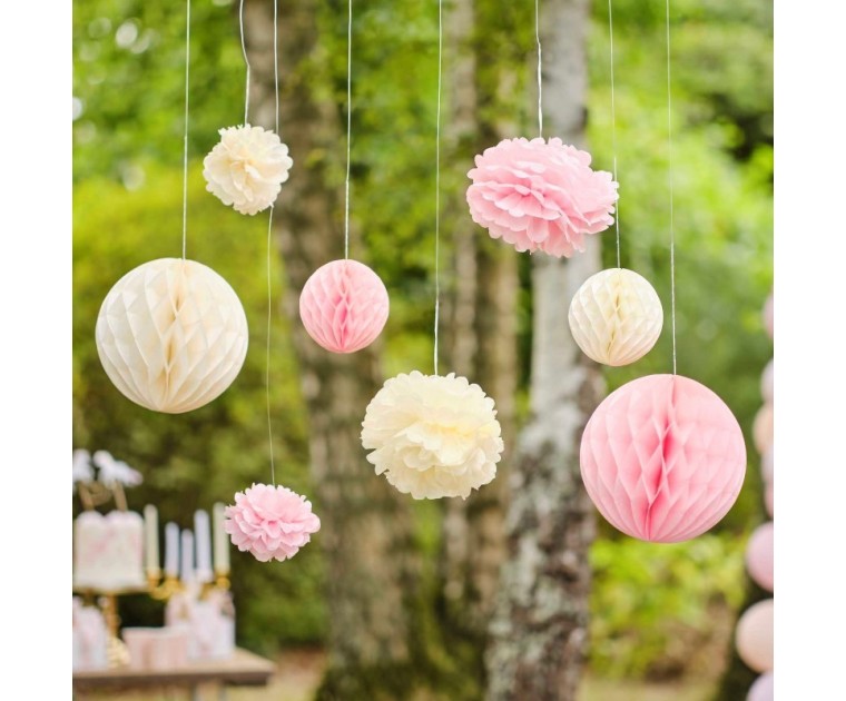 Decoração Pendentes Pompom & HoneyCombs