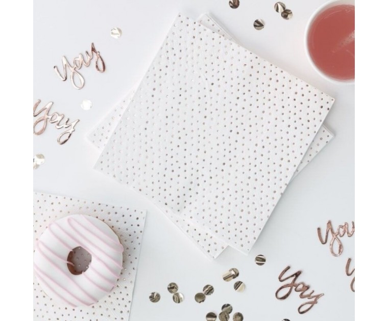 16 Guardanapos Pintinhas Rose Gold