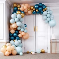 Kit Arco 200 Balões Luxe Teal E Ouro Chrome