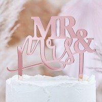 Topo de Bolo Acrílico Rose Gold MR AND MRS Topo de Bolo Acrílico Rose Gold MR AND MRS