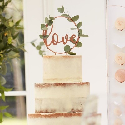 Topo de Bolo Love Rose Gold Metal