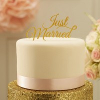 Topo Just Married Dourado Glitter Topo Just Married Dourado Glitter