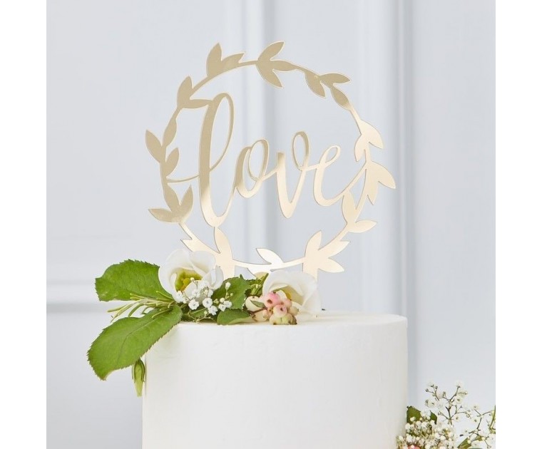 Topper Acrílico Love Dourado