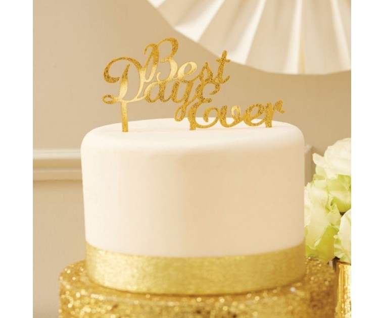 Topo Bolo Dourado Best Day Ever