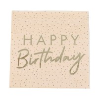 Guardanapos Pêssego e Dourado Happy Birthday