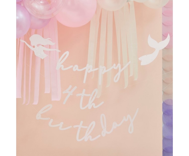 Banner Personalizável Sereias Rosa e Iridescente