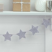 Grinalda Madeira Estrelas Prateadas