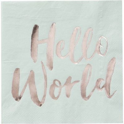 Guardanapos Menta e Rose Gold Hello World