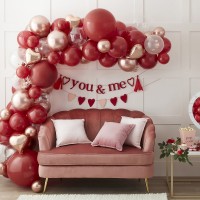Kit Arco Balões Vermelho, Rosa e Rose Gold São Valentim