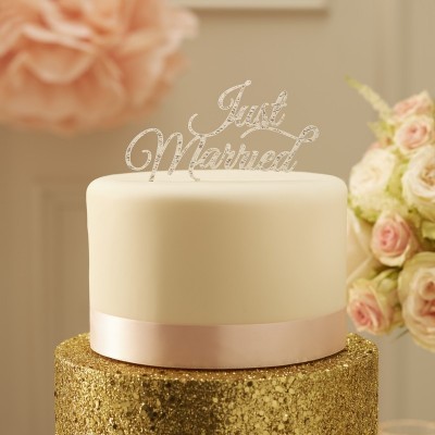 Topo  Just Married Prata Glitter