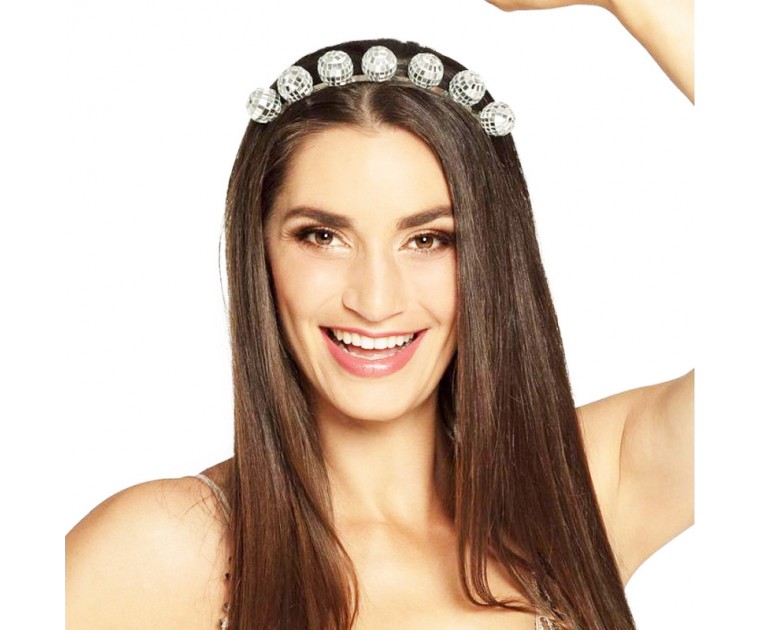 Tiara Bolas de Espelho Prata