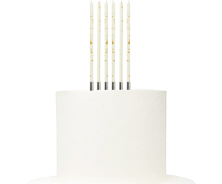 Velas Brancas Flocos Dourados