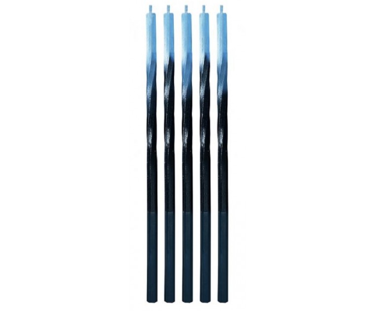 5 Velas Pretas e Azuis 15 cms