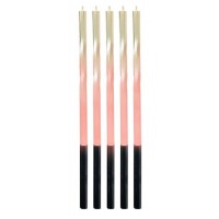 5 Velas Pêssego e Dourado e Azuis 15 cms 5 Velas Pêssego e Dourado e Azuis 15 cms