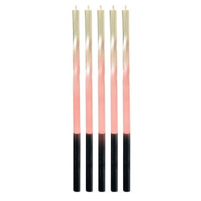 5 Velas Pêssego e Dourado e Azuis 15 cms 5 Velas Pêssego e Dourado e Azuis 15 cms