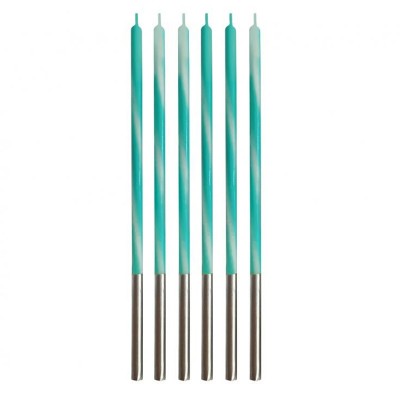 6 Velas Turquesa 15 cms