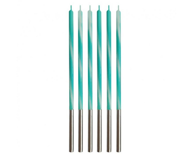 6 Velas Turquesa 15 cms