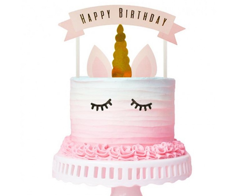 Topo Bolo Unicórnio Happy Birthday