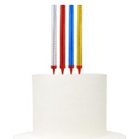 Pack 4 Foguetes Multicoloridos Holográficos 18 cms