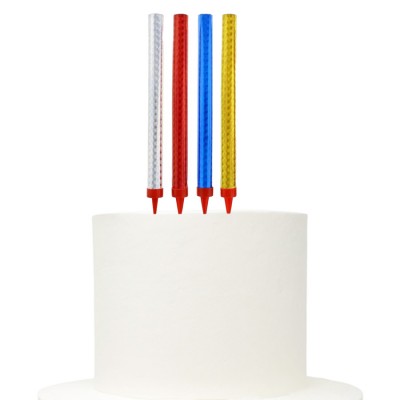 Pack 4 Foguetes Multicoloridos Holográficos 18 cms