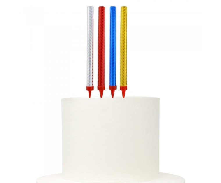 Pack 4 Foguetes Multicoloridos Holográficos 18 cms