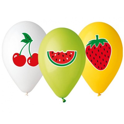 5 Balões Multicoloridos Frutas