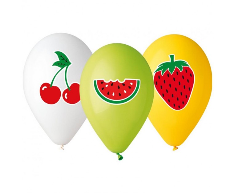 5 Balões Multicoloridos Frutas