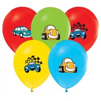5 Balões Multicoloridos Cartoon Car