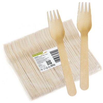 Pack 100 Garfos Madeira 16 cms