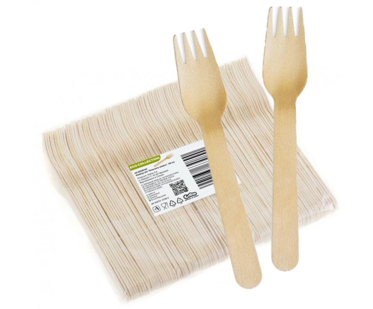 Pack 100 Garfos Madeira 16 cms