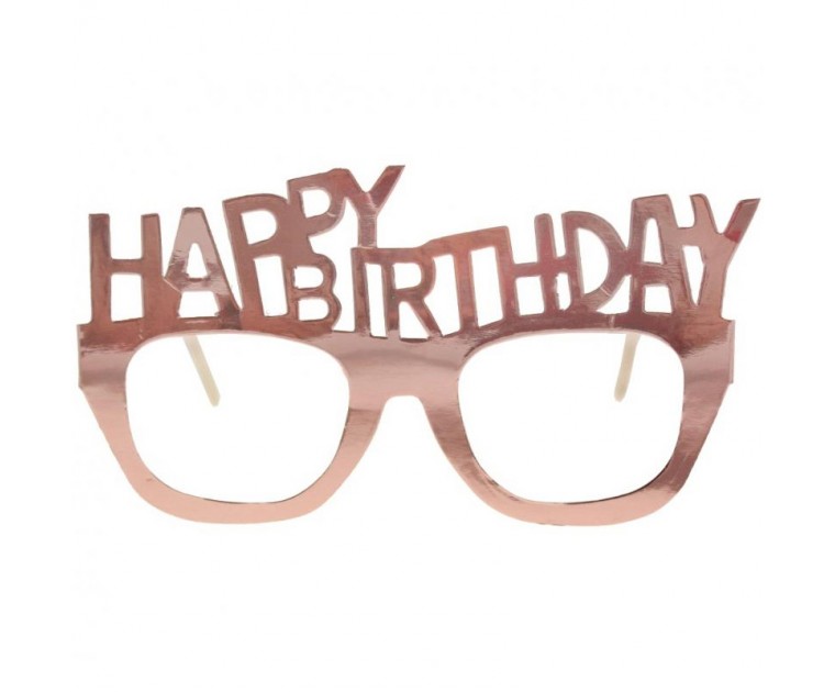 Pack 4 Óculos Happy Birthday Rose Gold
