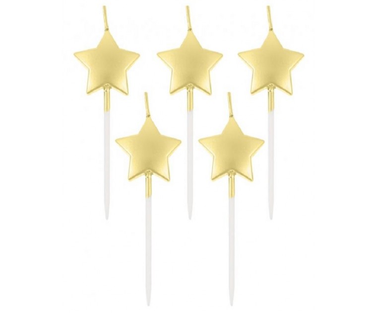 Pack 5 Velas Estrelas Douradas