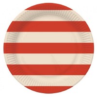 6 Pratos Riscas Vermelhas