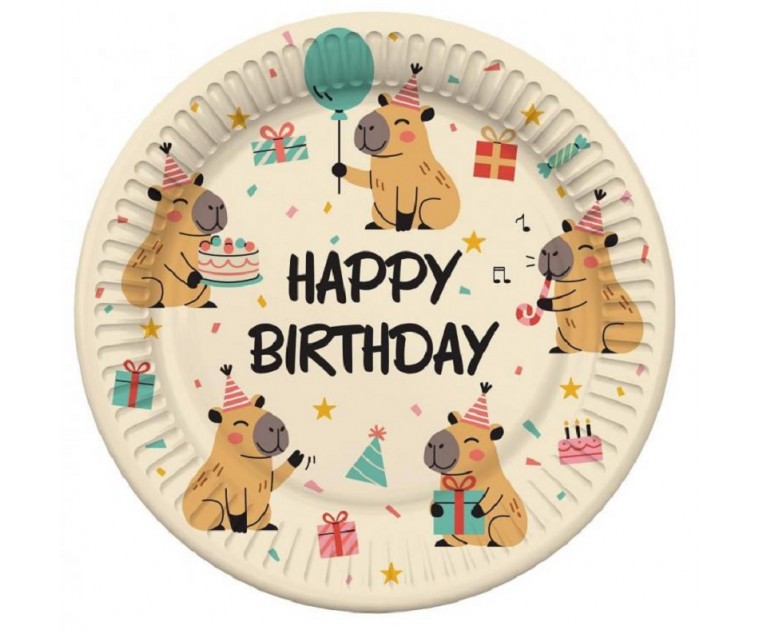 Pratos Capivara Happy Birthday