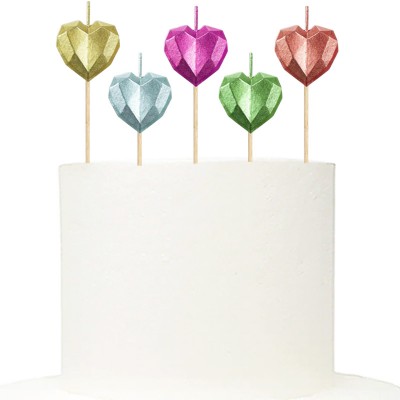 Conj. 5 Velas Corações Lapidados