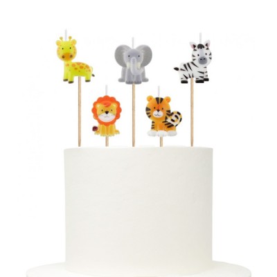 Conj. 5 Velas Animais Selva