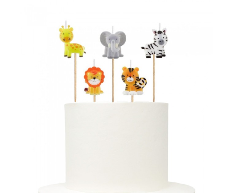 Conj. 5 Velas Animais Selva