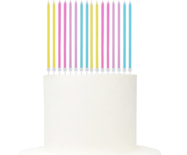 16 Velas Pastel 14 cms