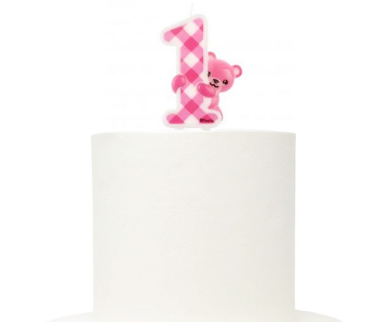Vela Ursinho Rosa Nº1