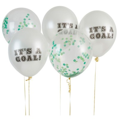 Conj. 5 Balões com confetis 'IT'S A GOAL!'