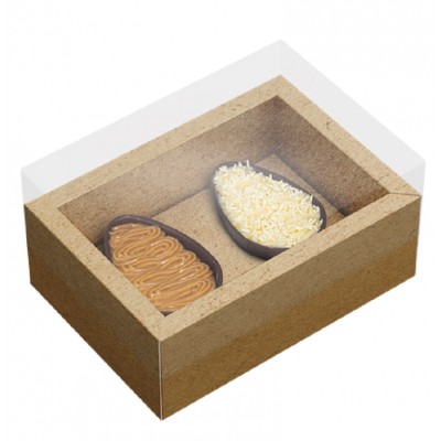 Pack 5 Caixas Ovo Kraft com Moldura 2 x 50 grs