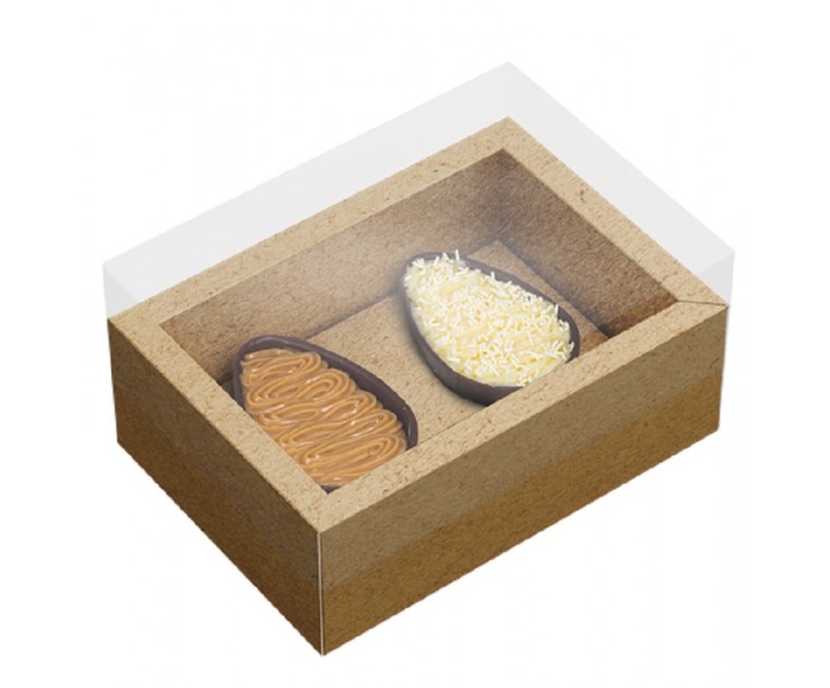 Pack 5 Caixas Ovo Kraft com Moldura 2 x 50 grs