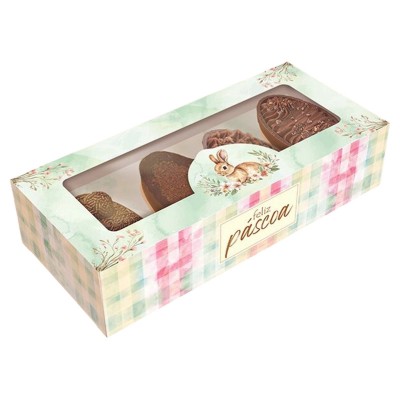 10 Caixas Gaveta  4 Mini Ovos 50g / Coelho de Chocolate