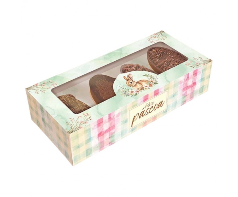 10 Caixas Gaveta  4 Mini Ovos 50g / Coelho de Chocolate