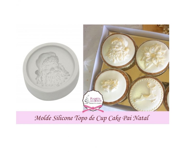 Molde de Silicone Topo de Cup Cake Pai Natal